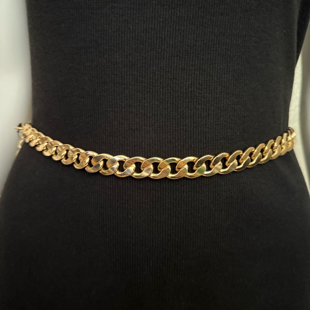 Gold tone metallic chain belt